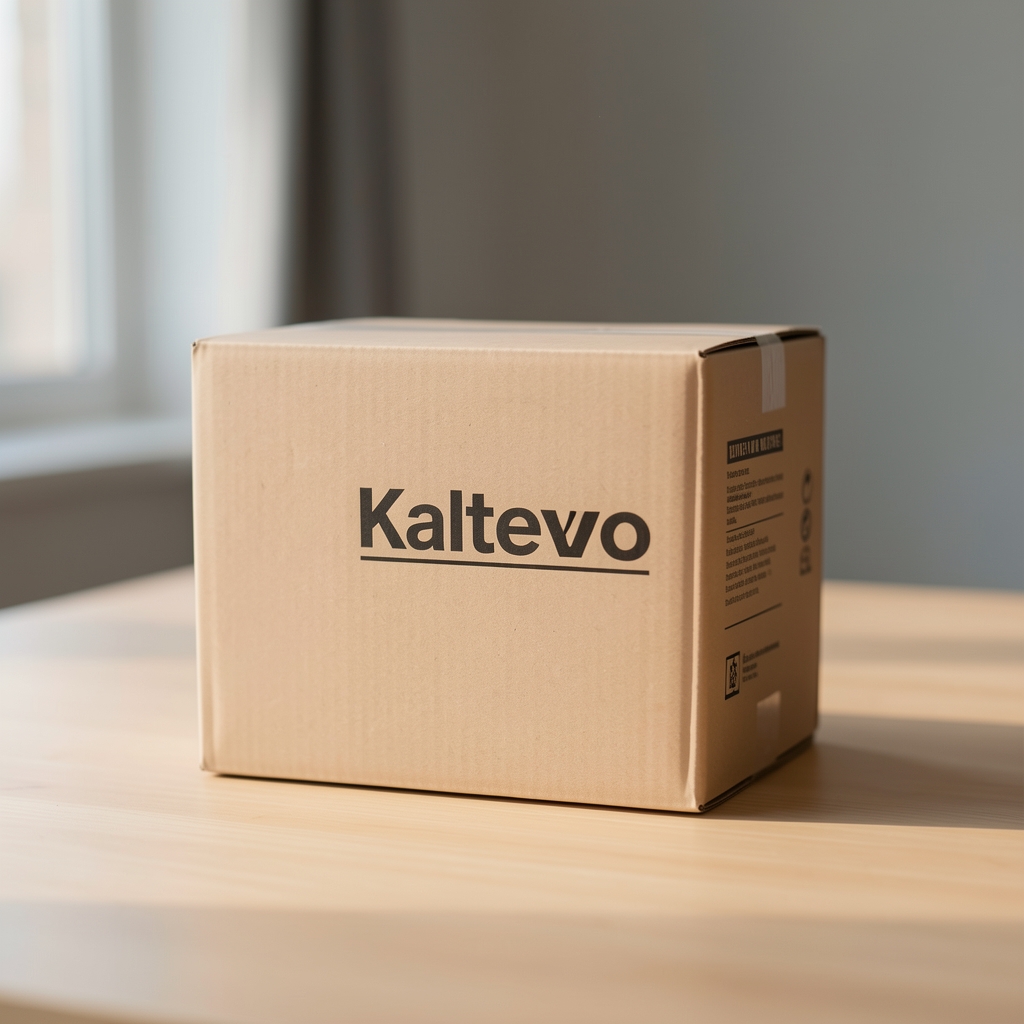 Main tenant une boîte Kaltevo près d'un colis discret dans une maison marseillaise